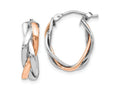 FJC Finejewelers 14 kt Yellow Gold with Wht/Rose RH-plating Polished Hinged Hoop Earrings 21 x 15 mm