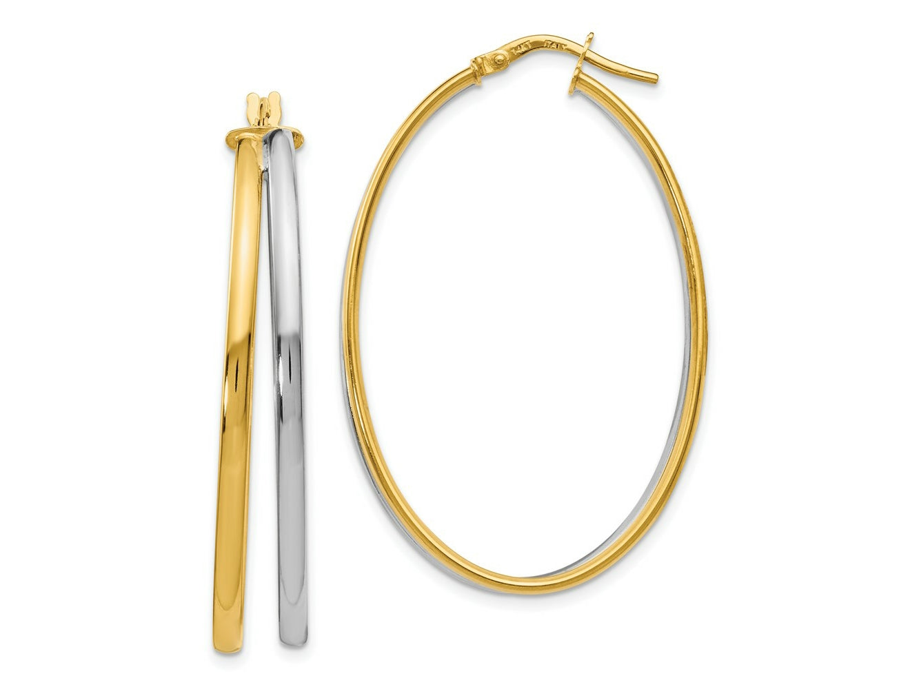 FJC Finejewelers 14 kt Yellow Gold Rhodium-plated Polished Hoop Earrings 44 mm x 28 mm