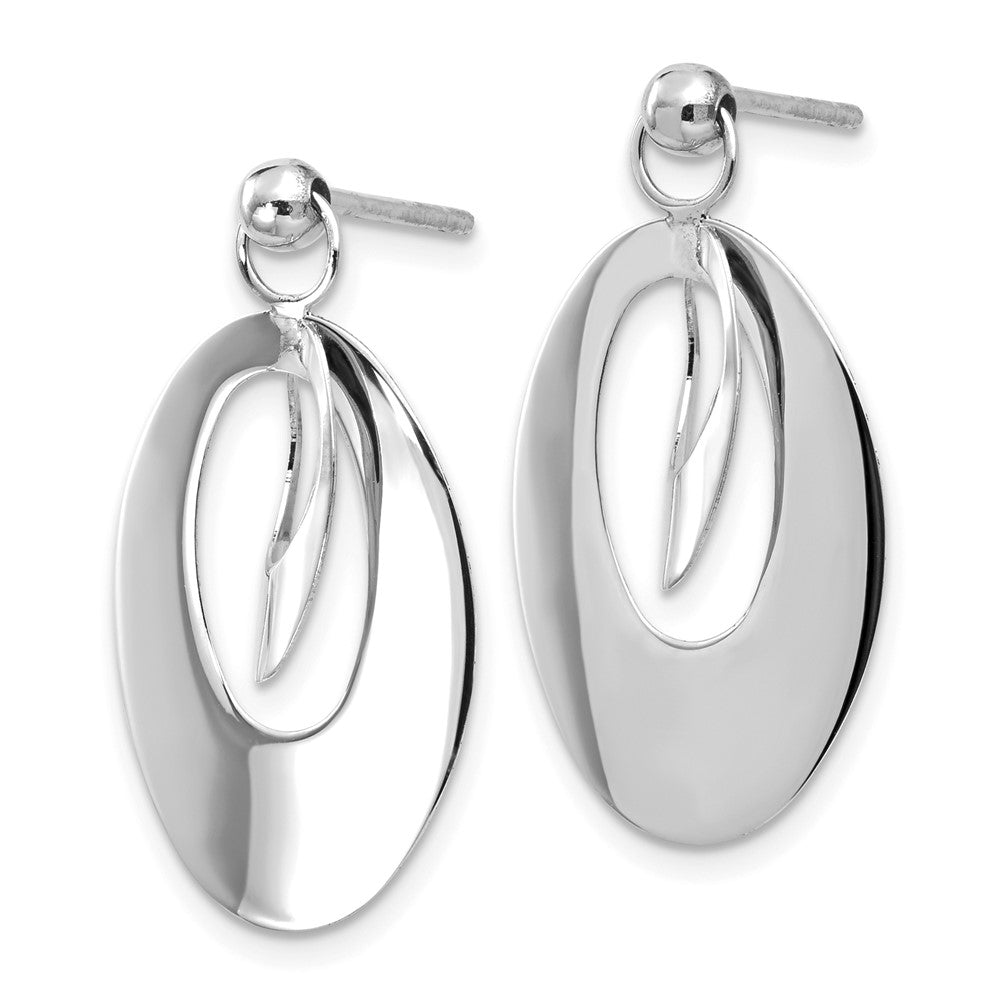 FJC Finejewelers 14 kt White Gold Hand Made Dangle White Polished and Scratch Finish Oval Reversible Post Earrings 24 mm