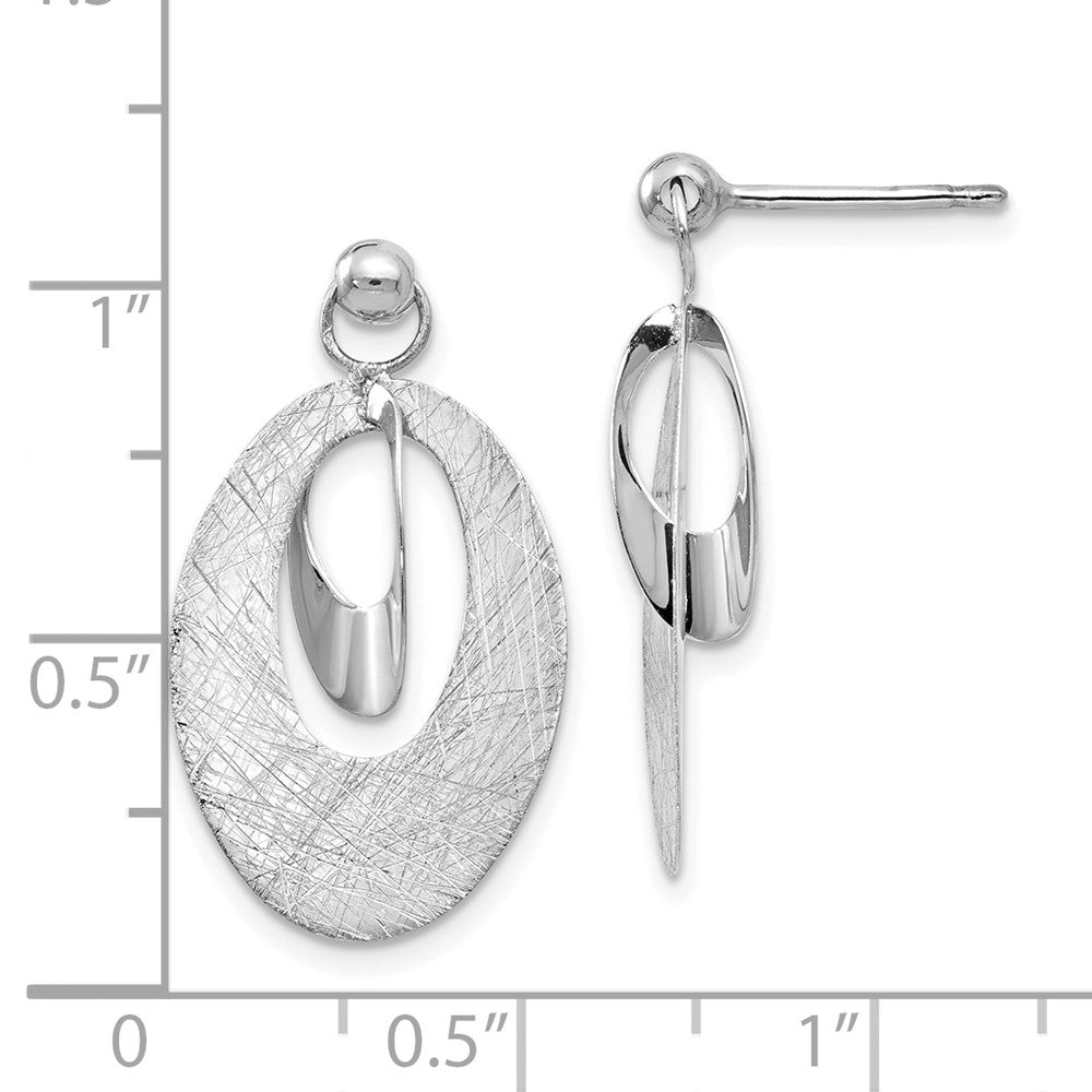 FJC Finejewelers 14 kt White Gold Hand Made Dangle White Polished and Scratch Finish Oval Reversible Post Earrings 24 mm