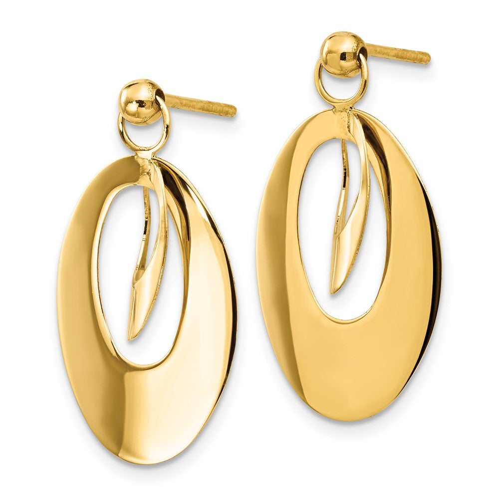 FJC Finejewelers 14 kt Yellow Gold Hand Made Dangle Polished and Scratch Finish Oval Earrings