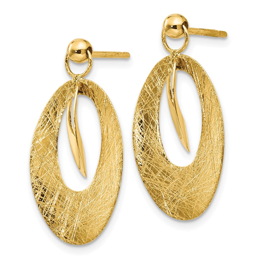 FJC Finejewelers 14 kt Yellow Gold Hand Made Dangle Polished and Scratch Finish Oval Earrings