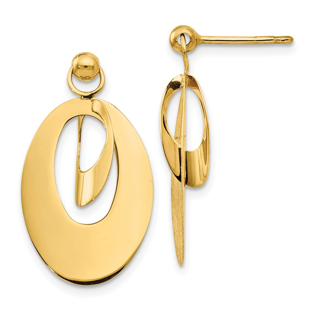 FJC Finejewelers 14 kt Yellow Gold Hand Made Dangle Polished and Scratch Finish Oval Earrings