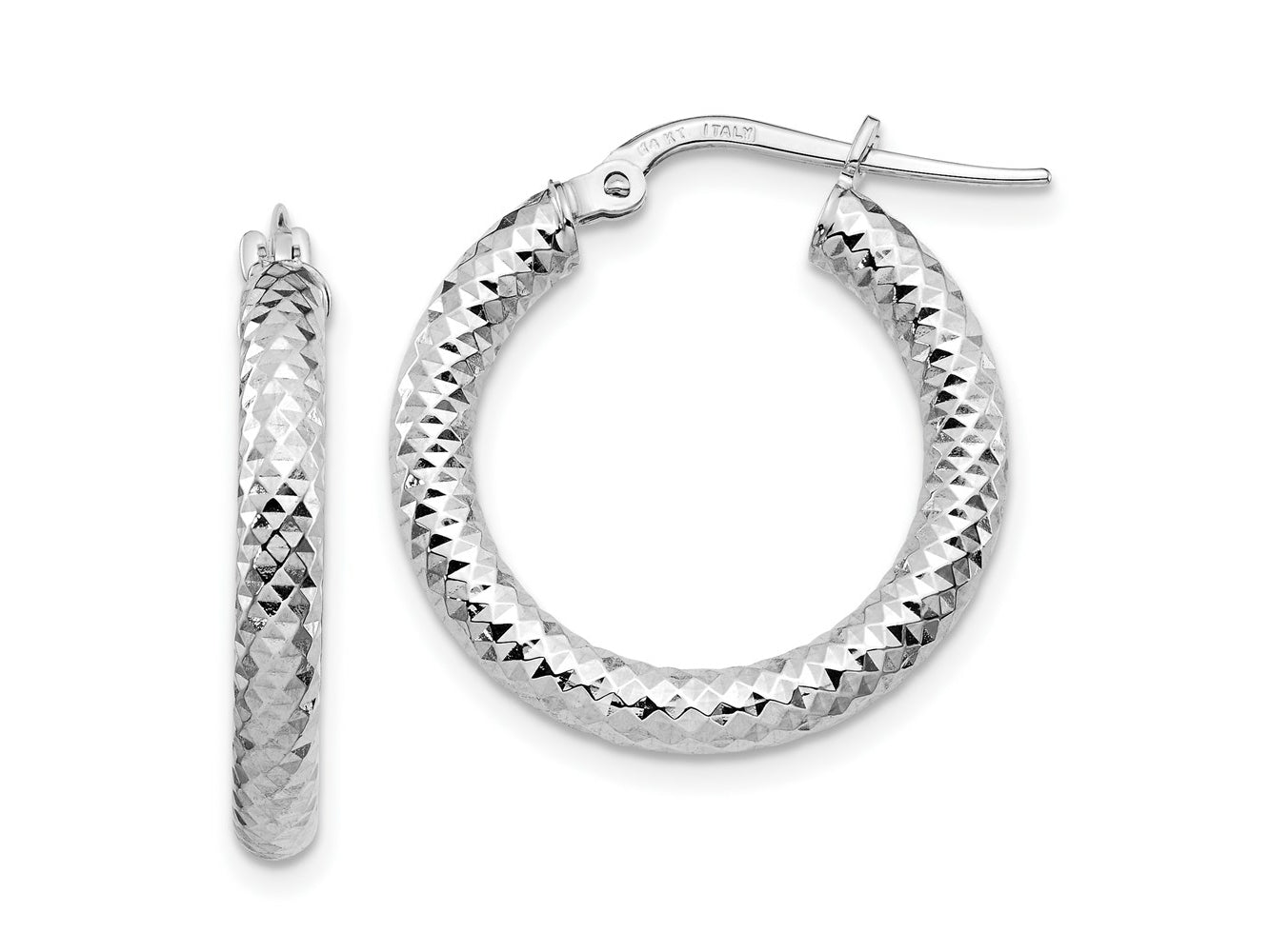 FJC Finejewelers 14 kt White Gold Hoops Bright Cut Round Hoop Earrings 22 mm x 21 mm