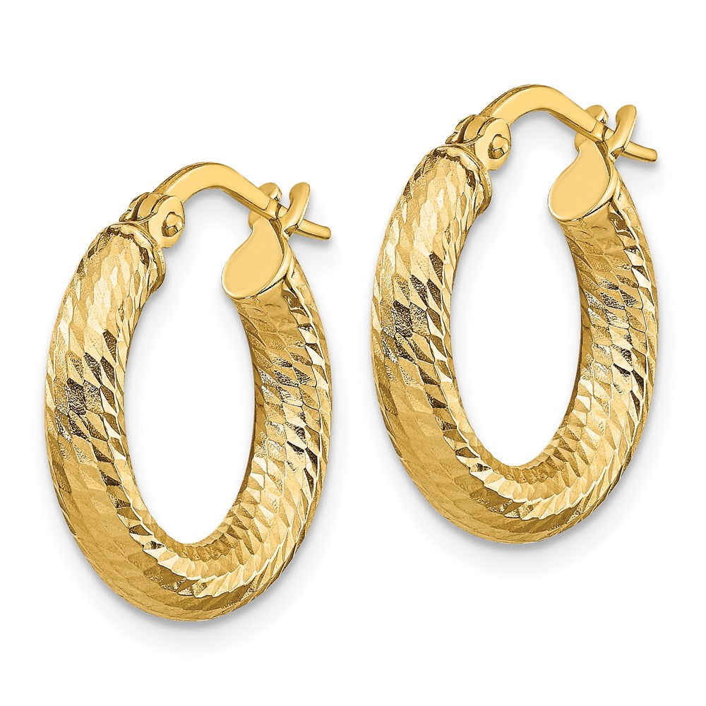 FJC Finejewelers 14 kt Yellow Gold 3x10 Bright Cut Round Hoop Earrings 17 mm x 16 mm