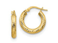 FJC Finejewelers 14 kt Yellow Gold 3x10 Bright Cut Round Hoop Earrings 17 mm x 16 mm
