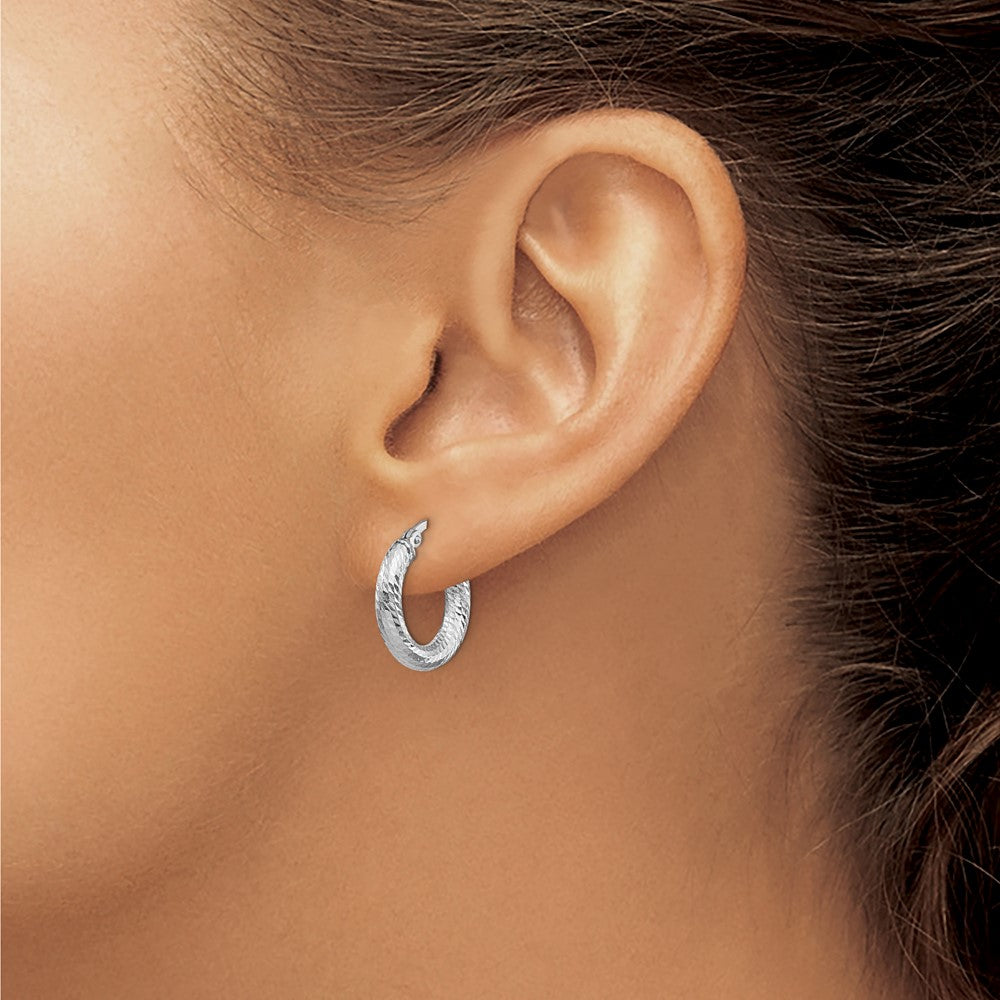 FJC Finejewelers 14 kt White Gold Bright Cut Round Hoop Earrings 17 mm x 16 mm