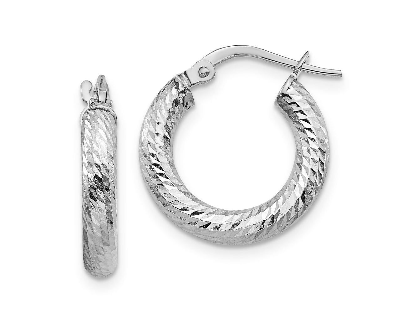 FJC Finejewelers 14 kt White Gold Bright Cut Round Hoop Earrings 17 mm x 16 mm