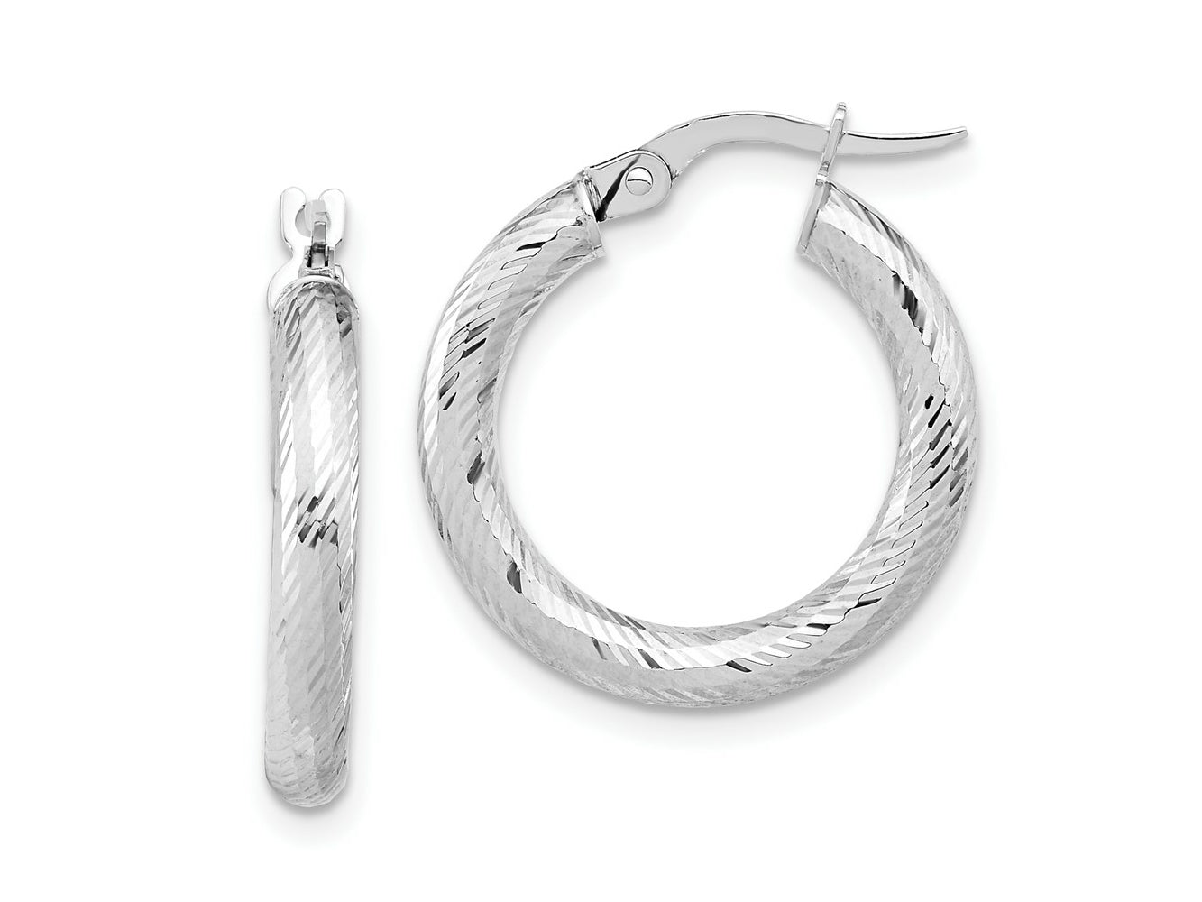 FJC Finejewelers 14 kt White Gold Hoops Bright Cut Round Hoop Earrings 22 mm x 20 mm