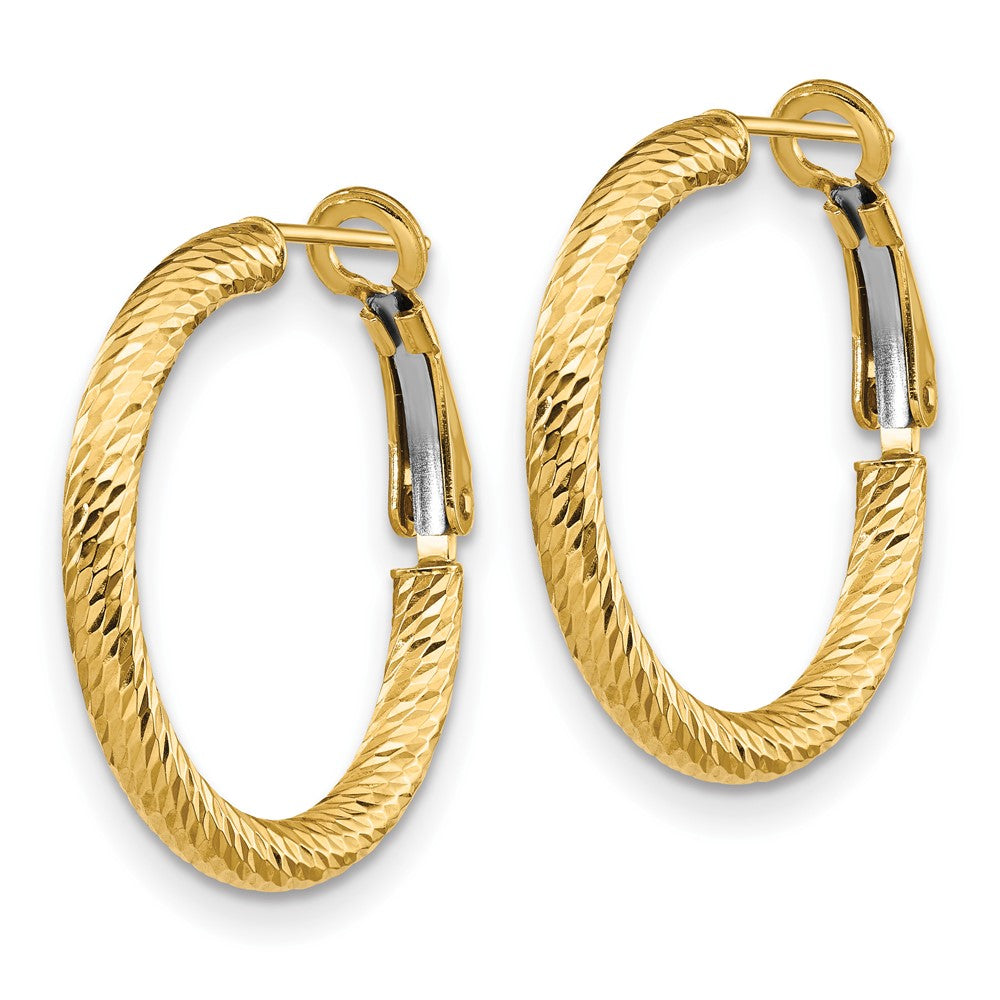 FJC Finejewelers 14 kt Yellow Gold 3x20 Bright Cut Round Omega Back Hoop Earrings 26 mm x 25 mm