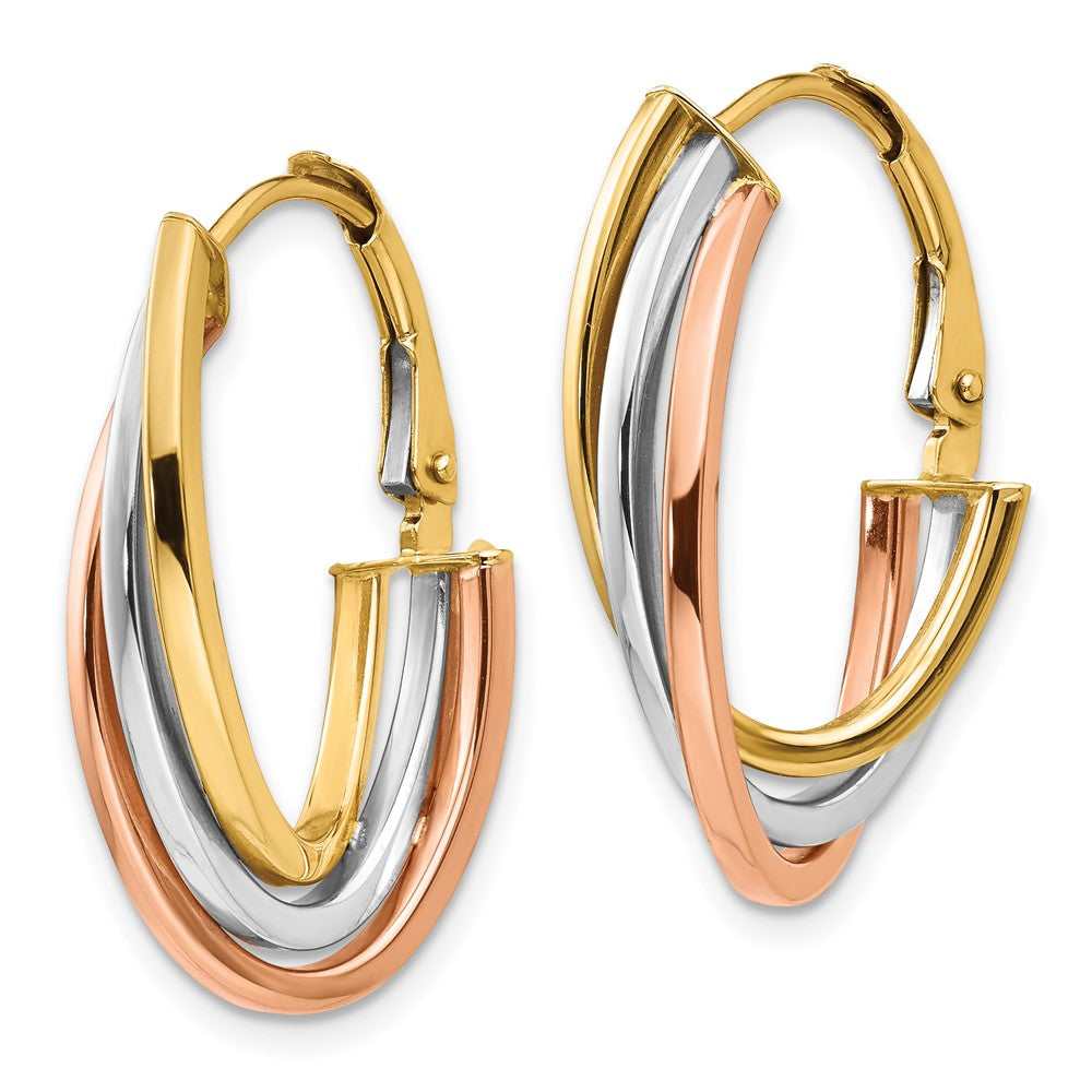 FJC Finejewelers 14 kt Tri Color Gold Tri-color Polished Hoop Earrings 26 mm x 16 mm