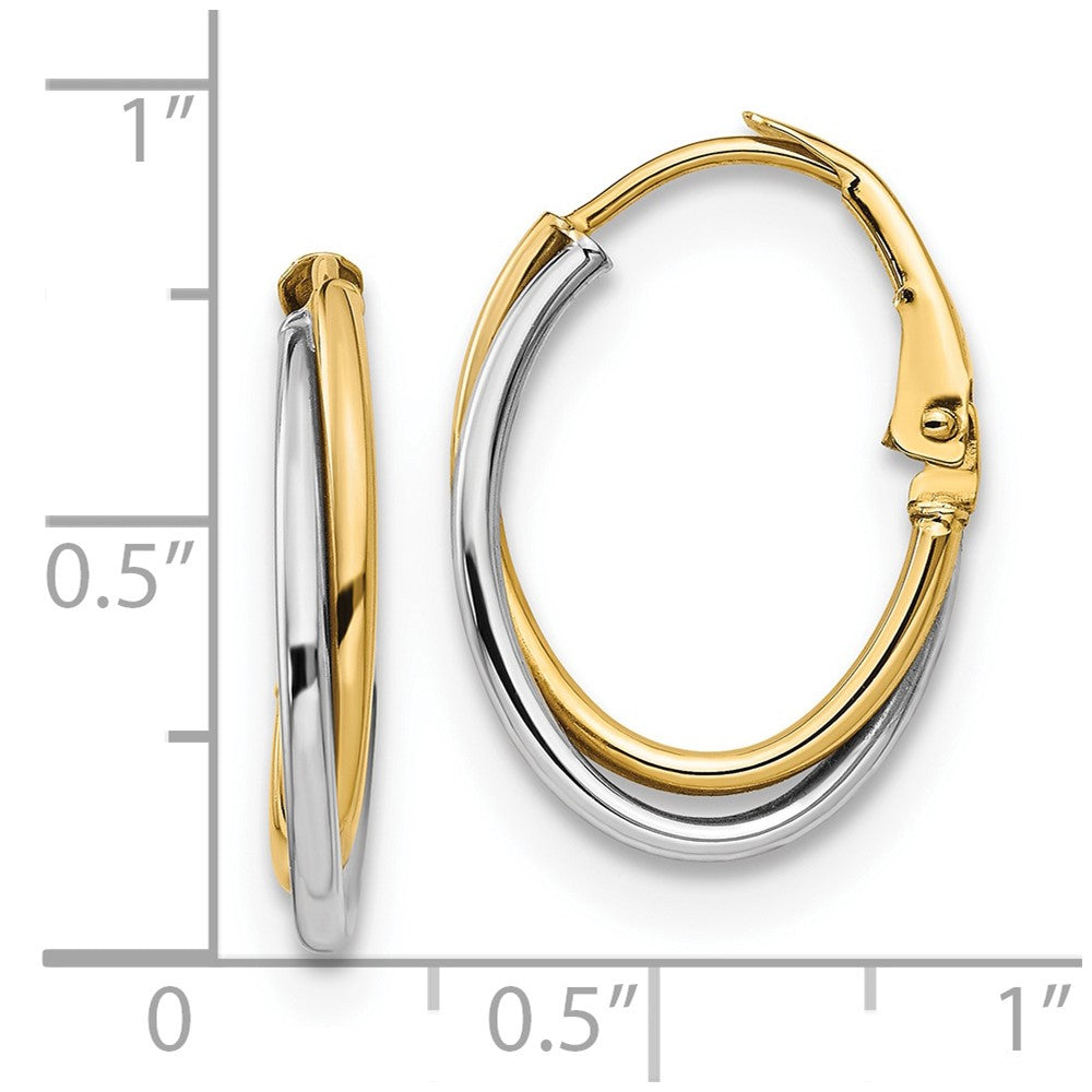FJC Finejewelers 14 kt Two Tone Gold Two-tone Polished Hoop Earrings 21 mm x 15 mm
