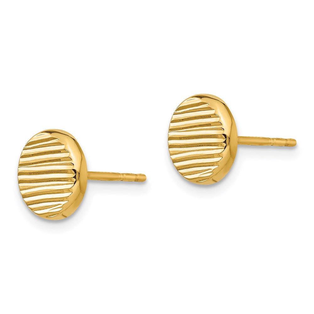 FJC Finejewelers 14 kt Yellow Gold Button Polished and Textured Disc Post Earrings 8 mm x 8 mm