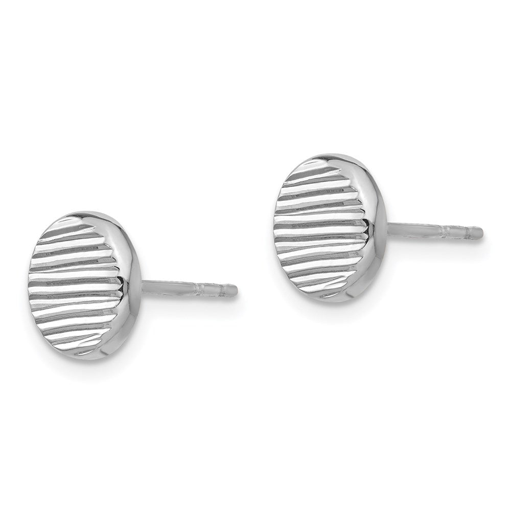 FJC Finejewelers 14 kt White Gold Button Polished and Textured Small Disc Post Earrings 8 mm x 8 mm