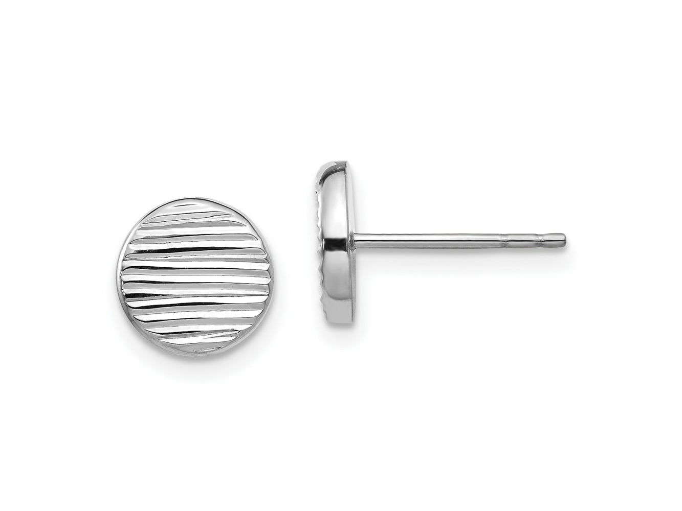 FJC Finejewelers 14 kt White Gold Button Polished and Textured Small Disc Post Earrings 8 mm x 8 mm