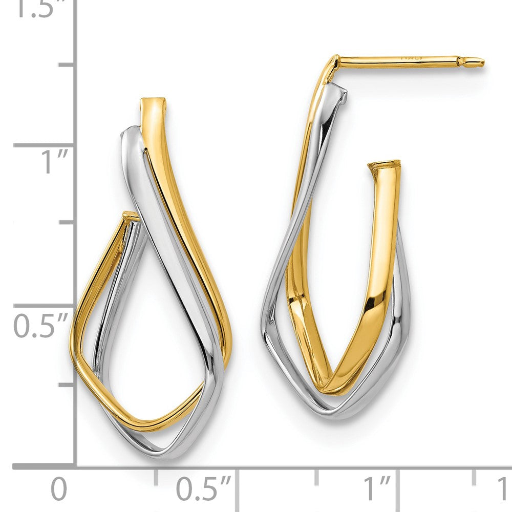 FJC Finejewelers 14 kt Two Tone Gold Dangle Two-tone Polished Post Earrings 28 mm x 14 mm