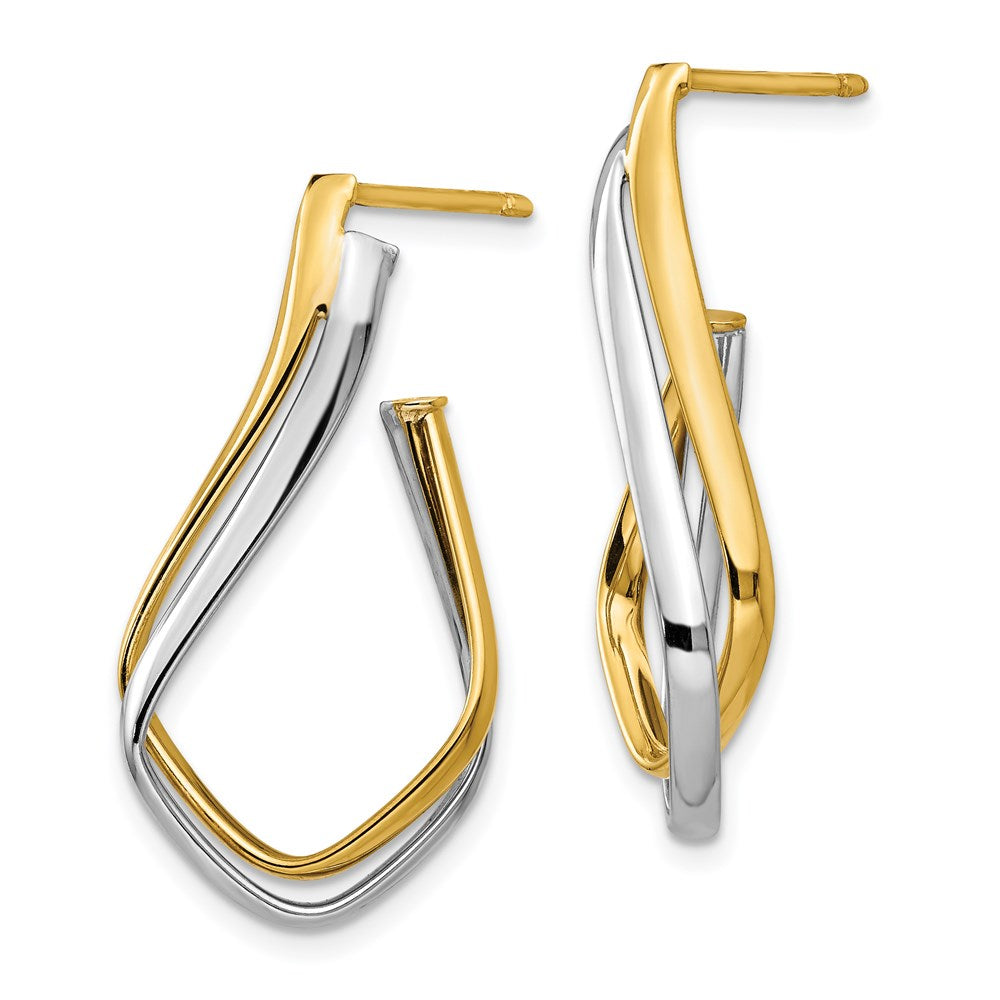 FJC Finejewelers 14 kt Two Tone Gold Dangle Two-tone Polished Post Earrings 28 mm x 14 mm