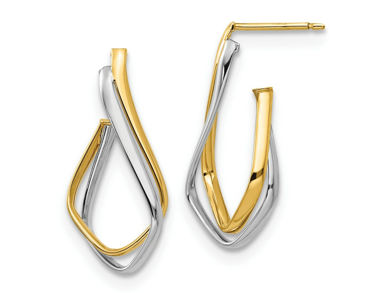 FJC Finejewelers 14 kt Two Tone Gold Dangle Two-tone Polished Post Earrings 28 mm x 14 mm