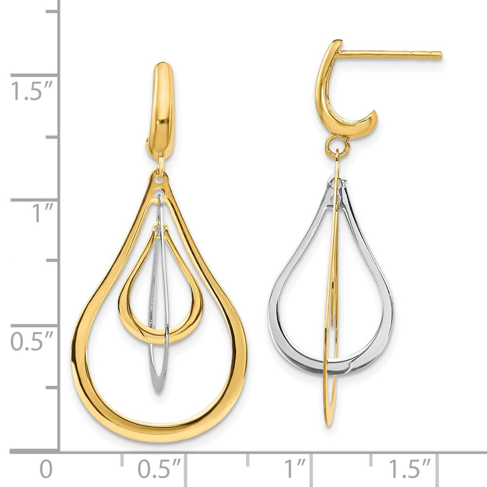 FJC Finejewelers 14 kt Two Tone Gold Two-tone Polished Post Dangle Earrings 38 mm x 18 mm