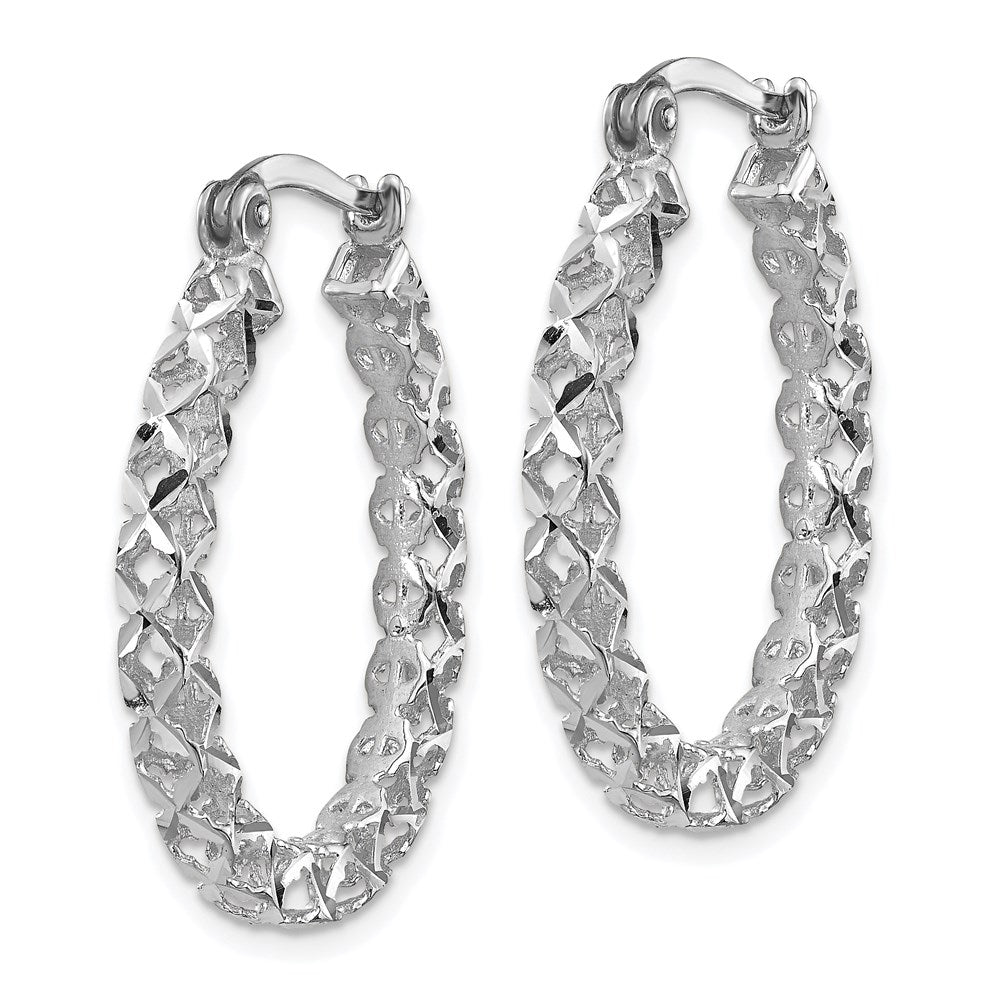 FJC Finejewelers 14 kt White Gold Hoops Polished Bright Cut Hollow Hoop Earrings 27 mm x 21 mm