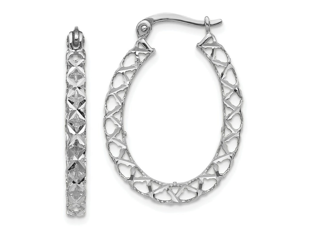 FJC Finejewelers 14 kt White Gold Hoops Polished Bright Cut Hollow Hoop Earrings 27 mm x 21 mm