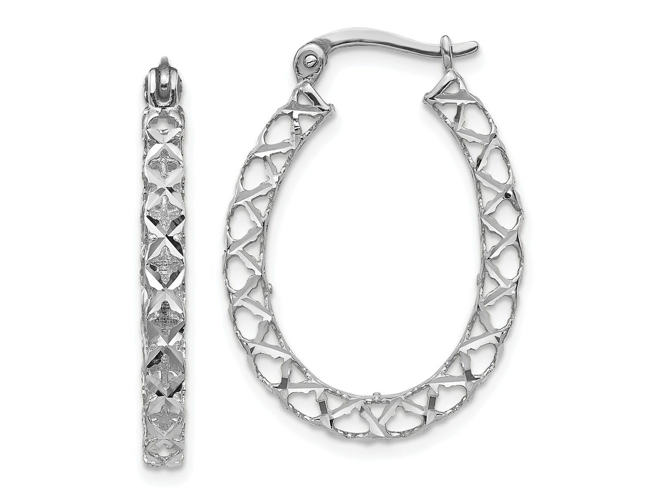 FJC Finejewelers 14 kt White Gold Hoops Polished Bright Cut Hollow Hoop Earrings 27 mm x 21 mm