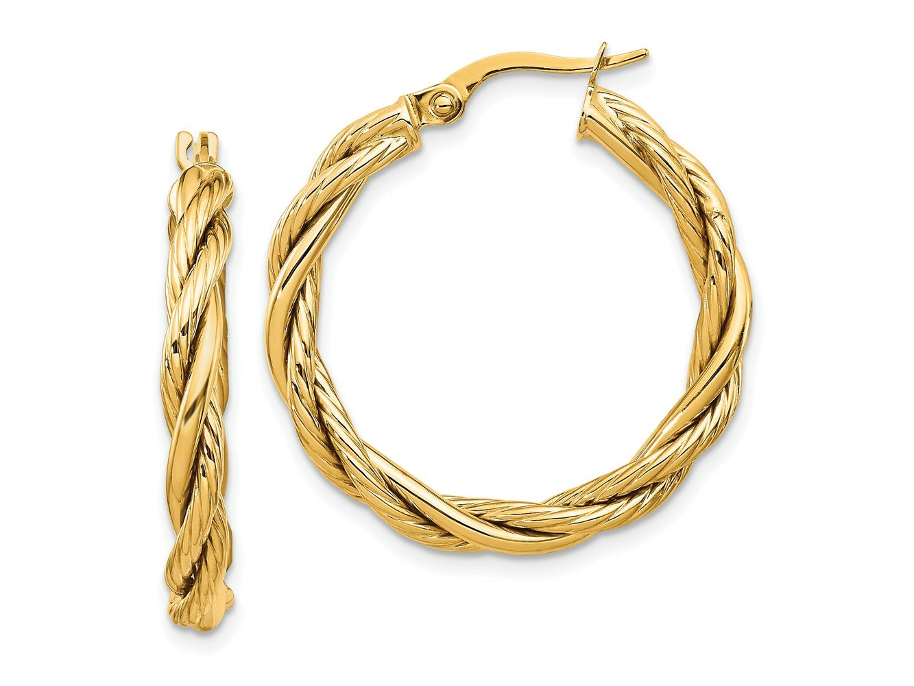 FJC Finejewelers 14 kt Yellow Gold Polished Twisted Hoop Earrings 28 mm x 27 mm