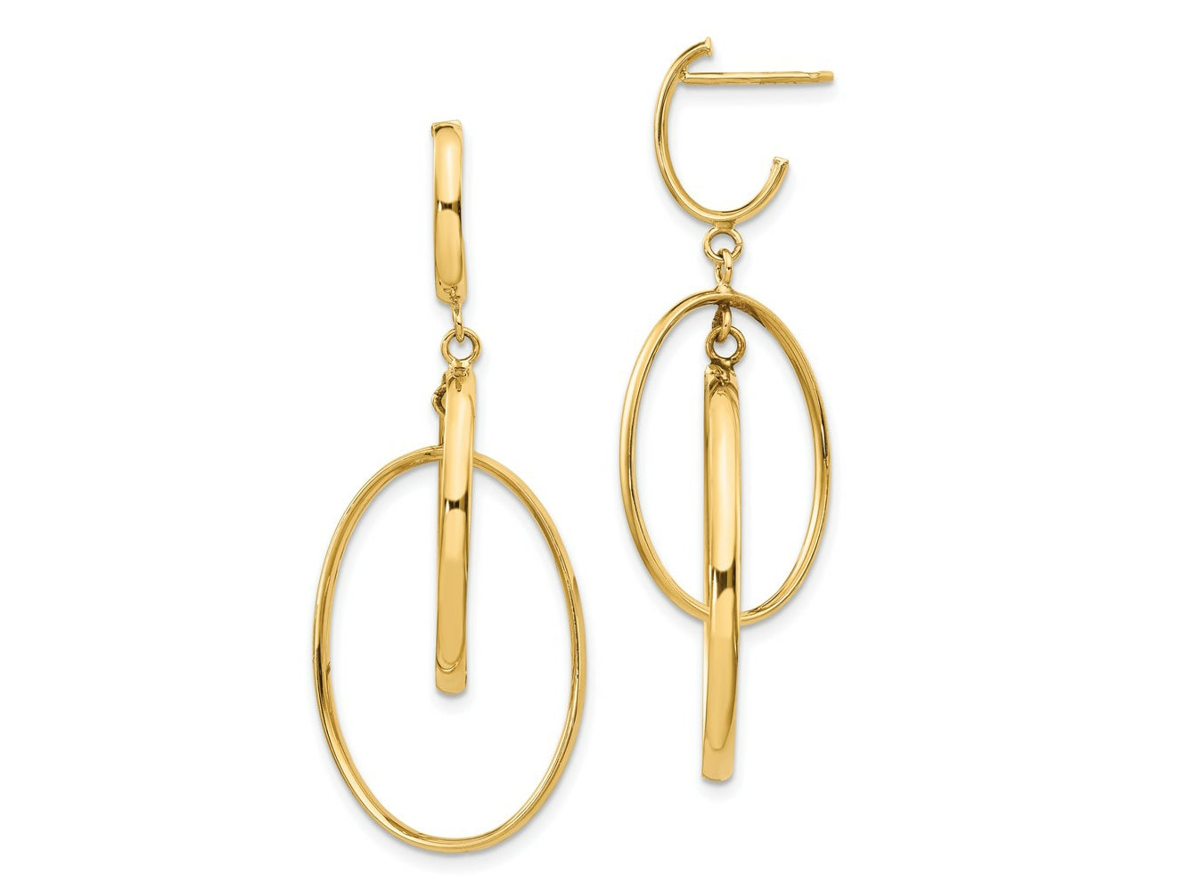 FJC Finejewelers 14 kt Yellow Gold Polished Post Dangle Earrings 45 mm x 18 mm