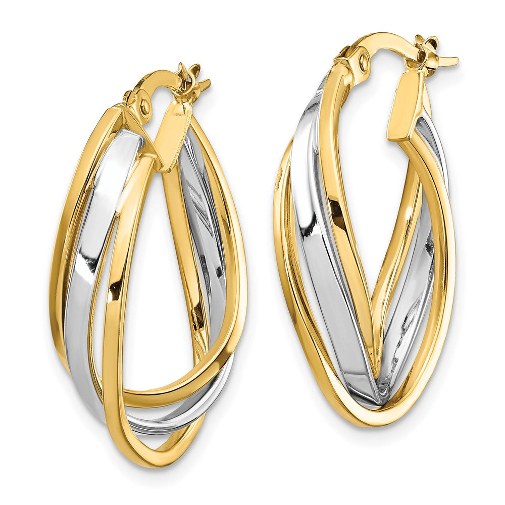 FJC Finejewelers 14 kt Two Tone Gold Two-tone Polished Oval Hoop Earrings 25 mm x 17 mm