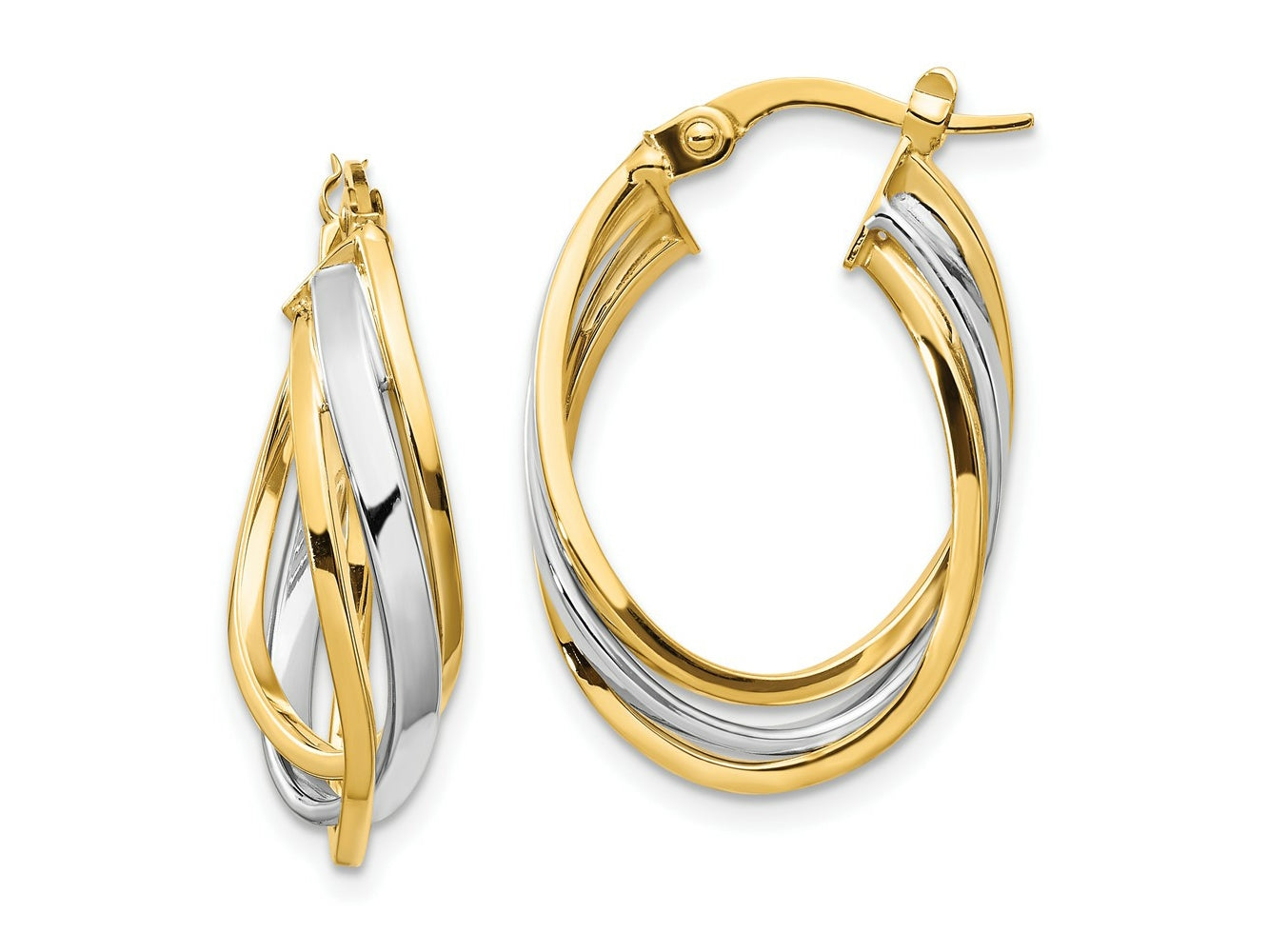 FJC Finejewelers 14 kt Two Tone Gold Two-tone Polished Oval Hoop Earrings 25 mm x 17 mm