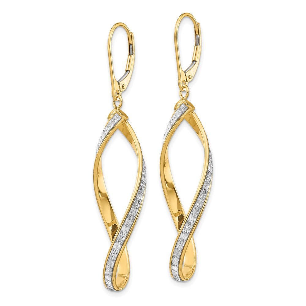 FJC Finejewelers 14 kt Yellow Gold Dangle Glimmer Infused Twisted Leverback Earrings 55 mm x 23 mm