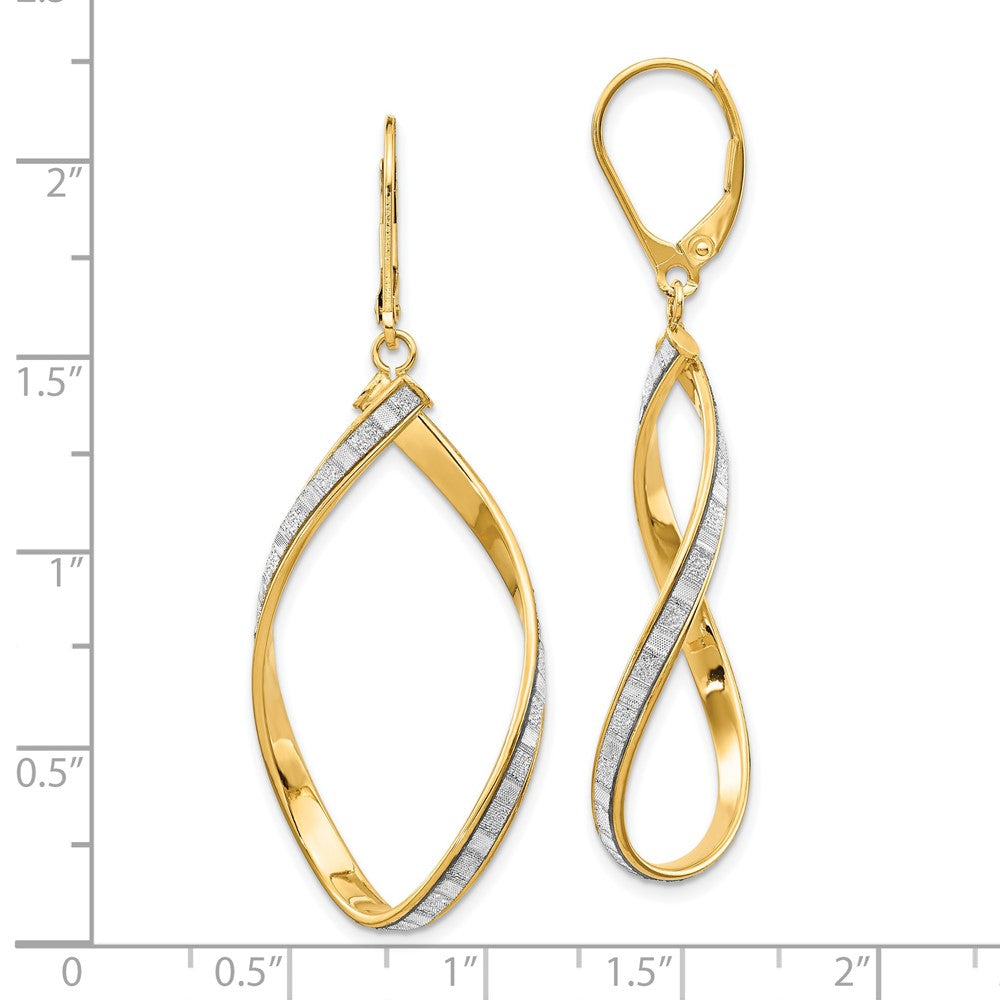 FJC Finejewelers 14 kt Yellow Gold Dangle Glimmer Infused Twisted Leverback Earrings 55 mm x 23 mm