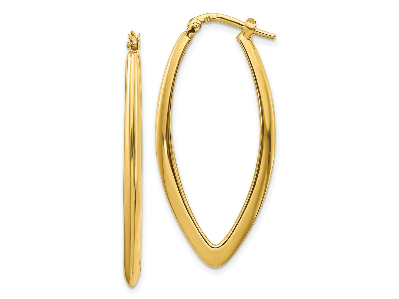FJC Finejewelers 14 kt Yellow Gold Polished Fancy Hoop Earrings 40 mm x 18 mm