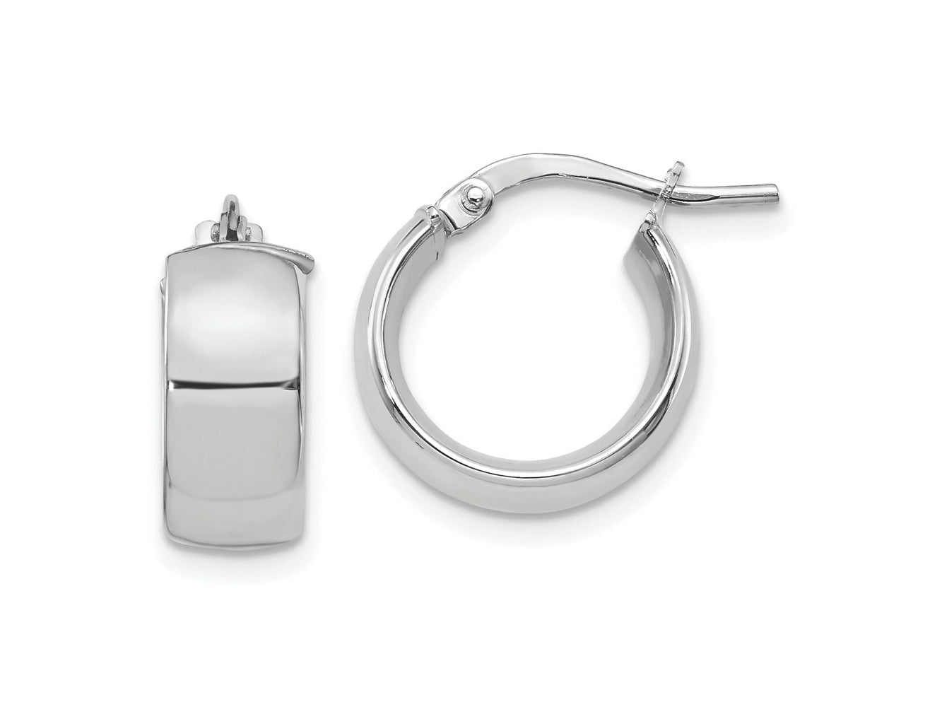 FJC Finejewelers 14 kt White Gold Hoops 6mm High Polished Huggie Earrings 15 mm x 13 mm