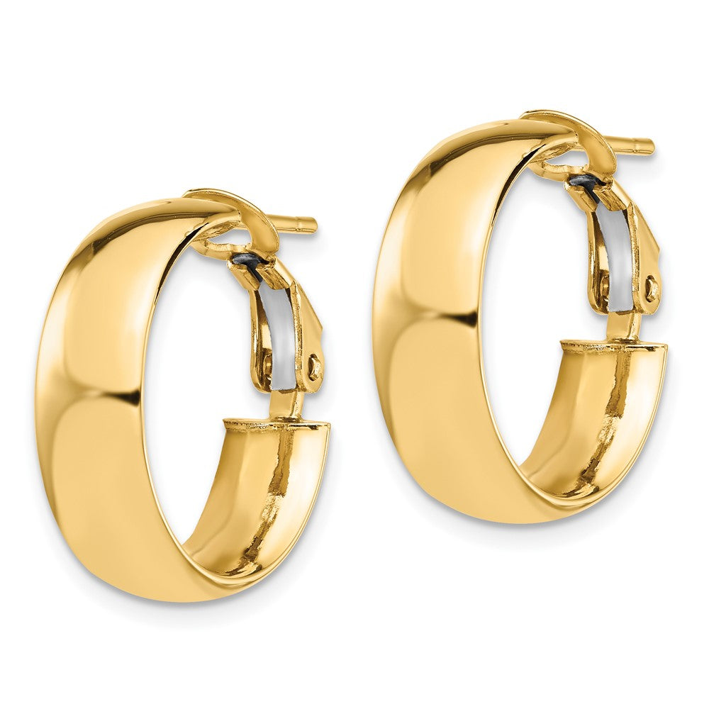 FJC Finejewelers 14 kt Yellow Gold 6mm High Polished Omega Back Hoop Earrings 20 mm x 18 mm