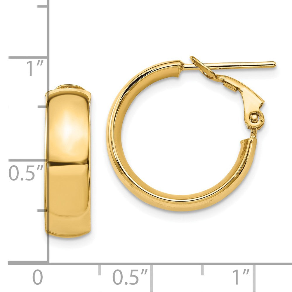 FJC Finejewelers 14 kt Yellow Gold 6mm High Polished Omega Back Hoop Earrings 20 mm x 18 mm
