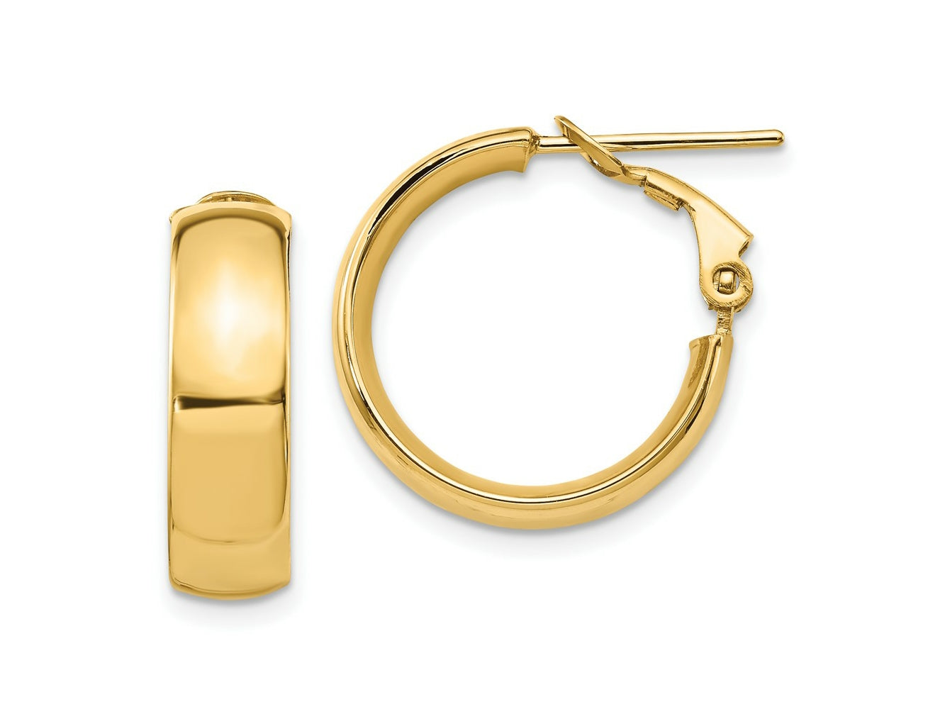 FJC Finejewelers 14 kt Yellow Gold 6mm High Polished Omega Back Hoop Earrings 20 mm x 18 mm