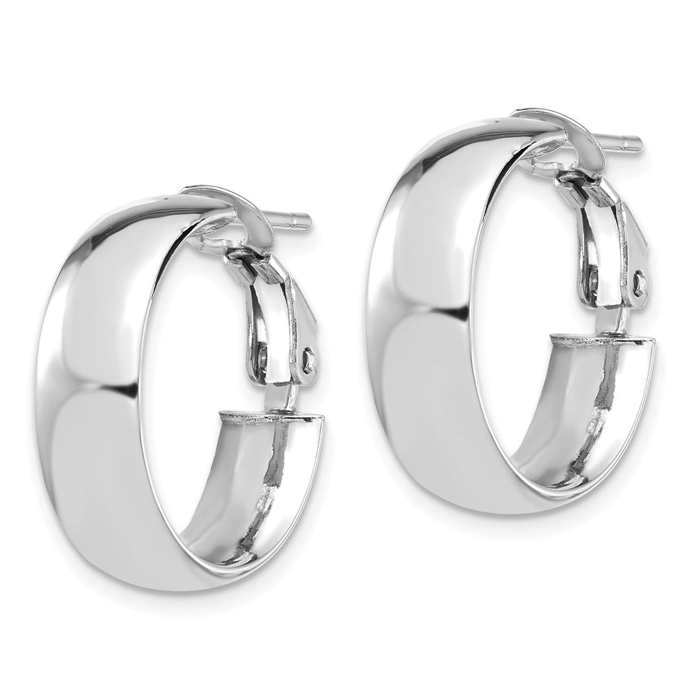 FJC Finejewelers 14 kt White Gold White 6mm High Polished Omega Back Hoop Earrings 20 mm x 18 mm