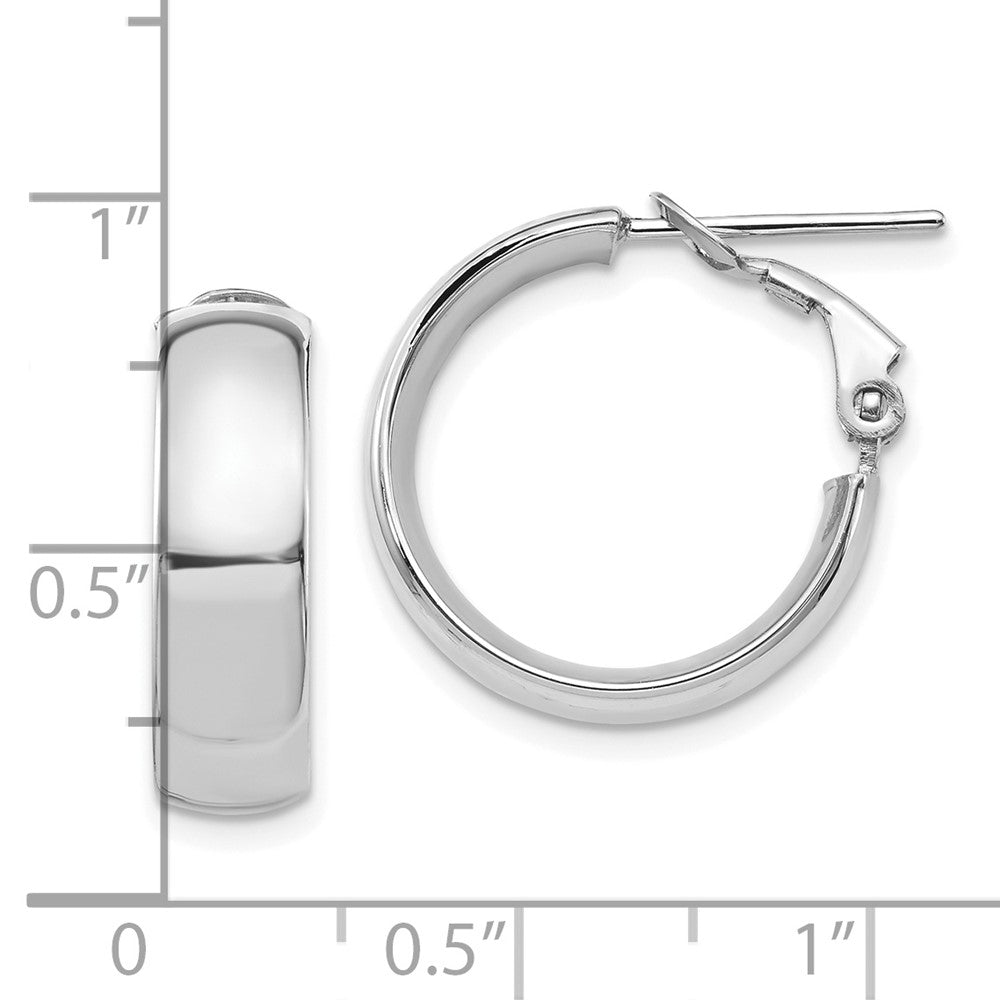 FJC Finejewelers 14 kt White Gold White 6mm High Polished Omega Back Hoop Earrings 20 mm x 18 mm