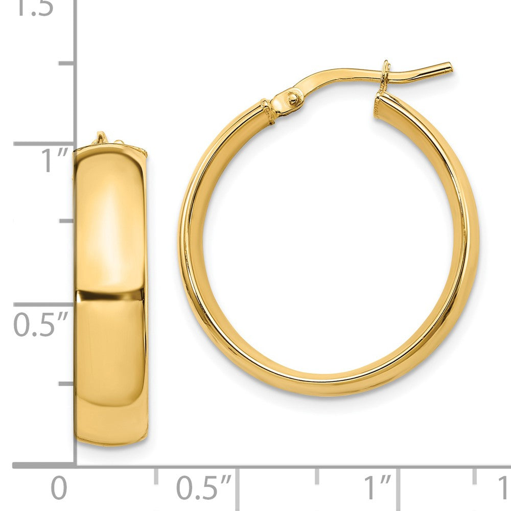 FJC Finejewelers 14 kt Yellow Gold 6mm High Polished Hoop Earrings 26 mm x 24 mm
