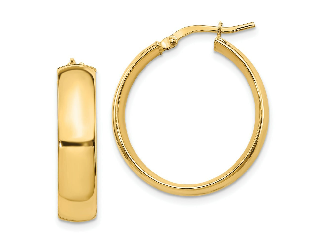 FJC Finejewelers 14 kt Yellow Gold 6mm High Polished Hoop Earrings 26 mm x 24 mm