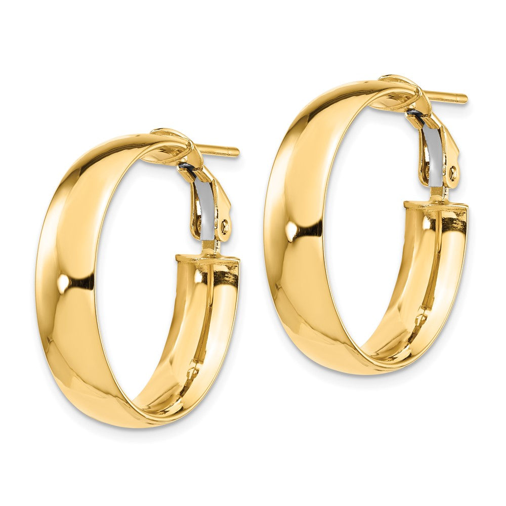 FJC Finejewelers 14 kt Yellow Gold 6mm High Polished Omega Back Hoop Earrings 25 mm x 24 mm