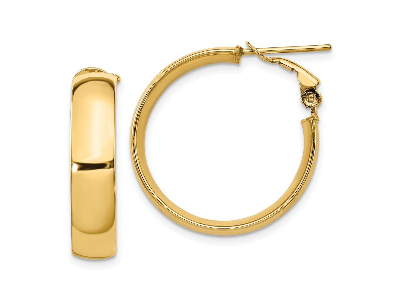 FJC Finejewelers 14 kt Yellow Gold 6mm High Polished Omega Back Hoop Earrings 25 mm x 24 mm