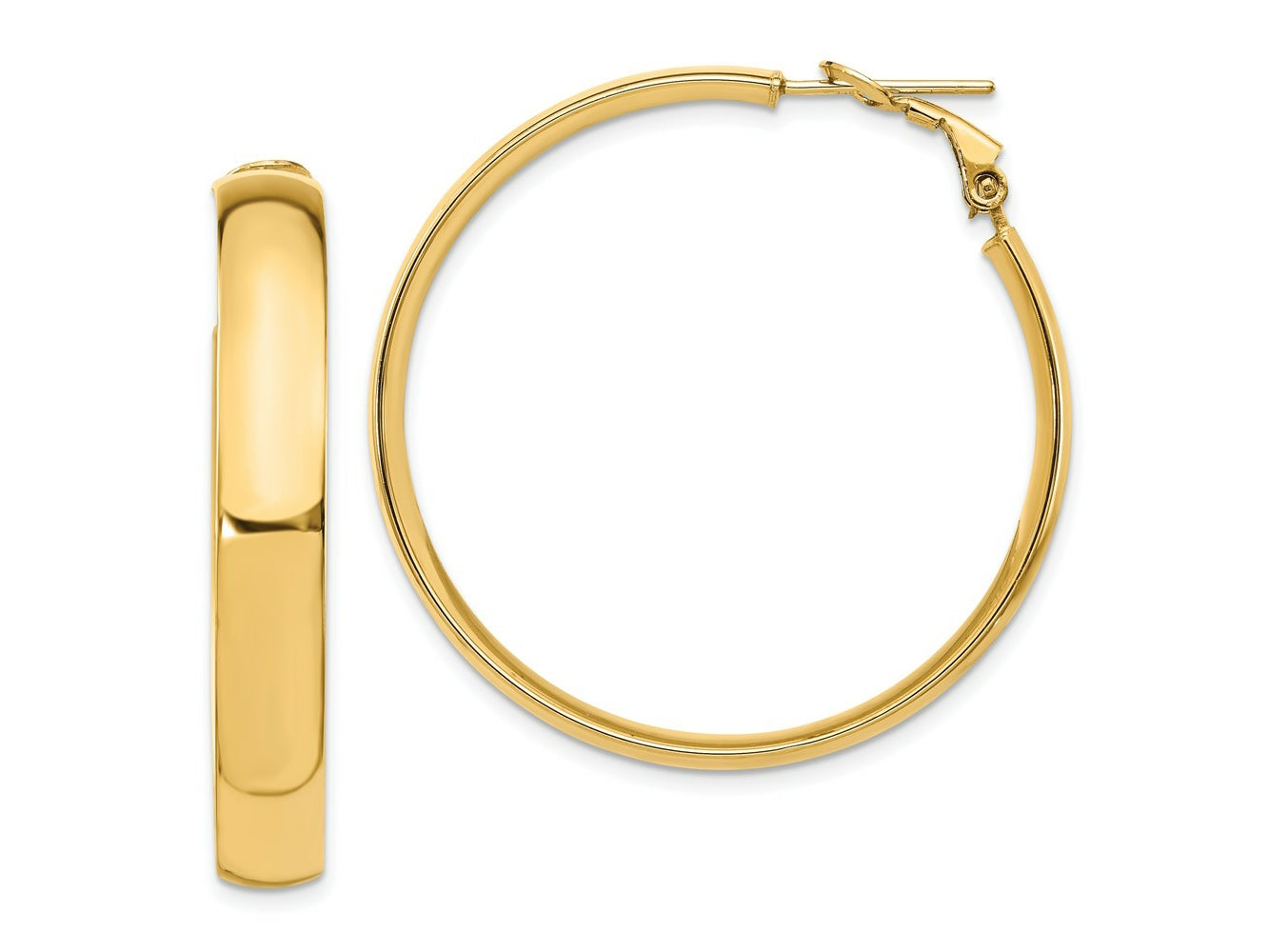 FJC Finejewelers 14 kt Yellow Gold 6mm High Polished Omega Back Hoop Earrings 39 mm x 37 mm