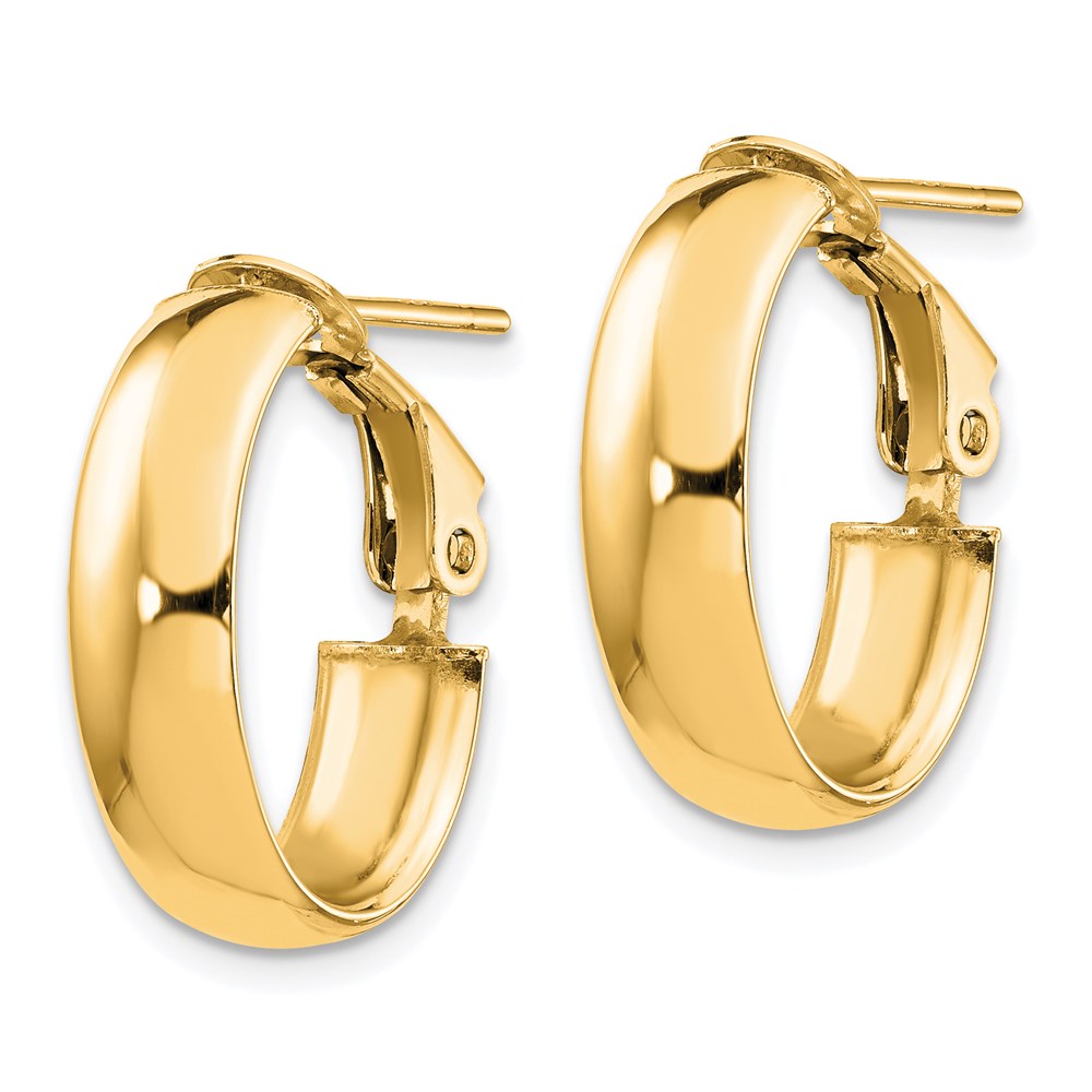 FJC Finejewelers 14 kt Yellow Gold 6mm High Polished Oval Omega Hoop Earrings 18 mm x 12 mm
