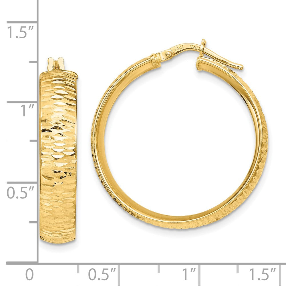 FJC Finejewelers 14 kt Yellow Gold Polished Bright Cut Round Hoops 31 x 28 mm
