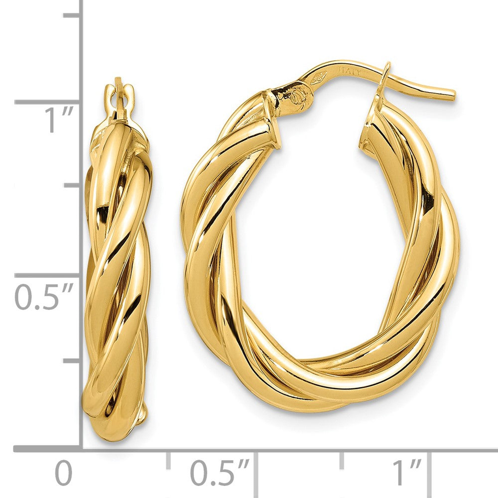 FJC Finejewelers 14 kt Yellow Gold Polished Twisted Oval Hoop Earrings 25 mm x 20 mm