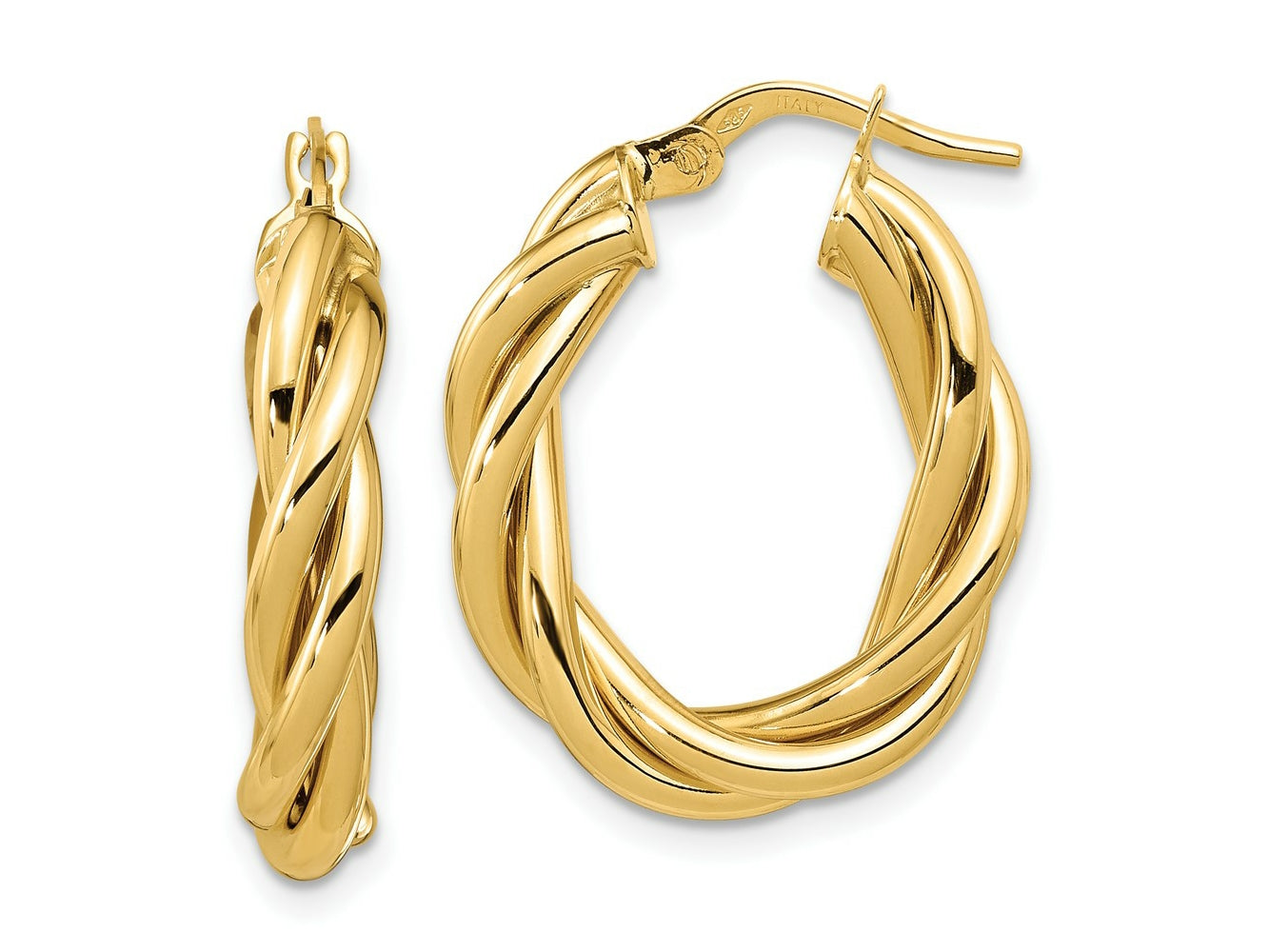 FJC Finejewelers 14 kt Yellow Gold Polished Twisted Oval Hoop Earrings 25 mm x 20 mm