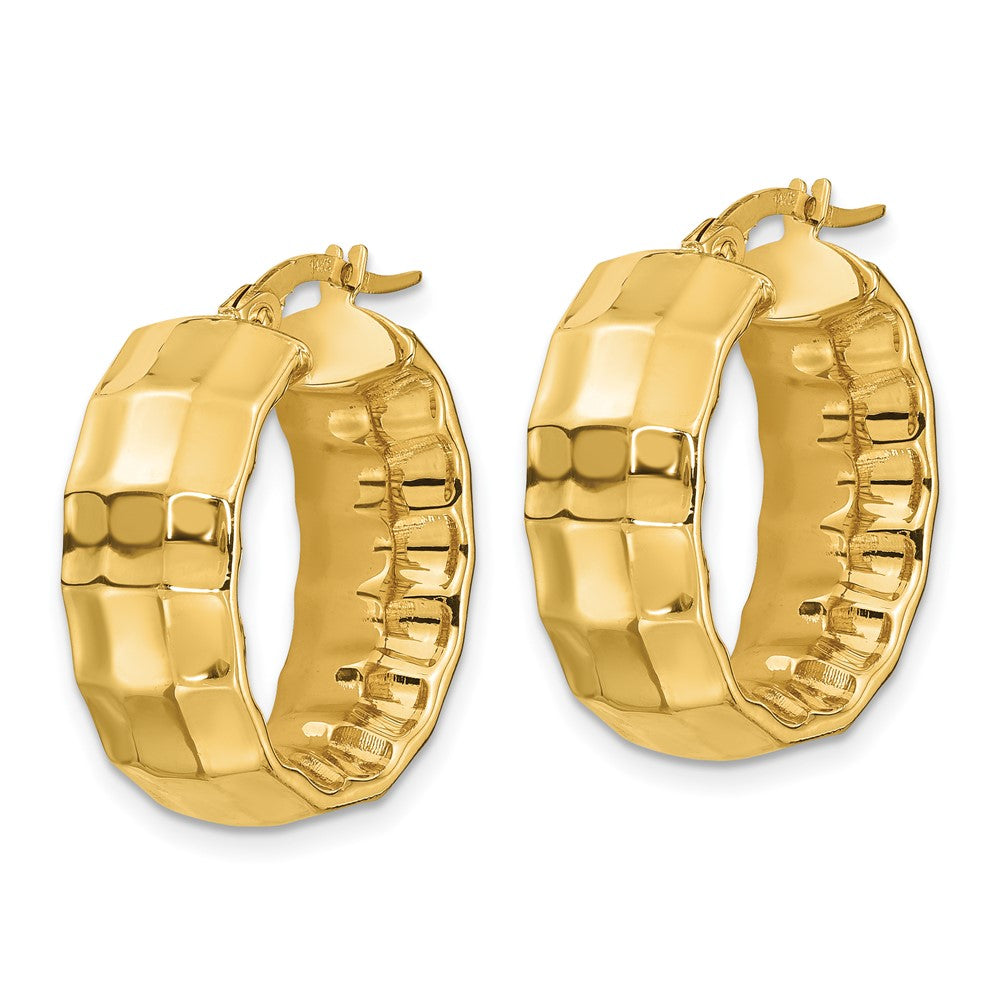 FJC Finejewelers 14 kt Yellow Gold Polished Textured Oval Hoop Earrings 23 mm x 17 mm
