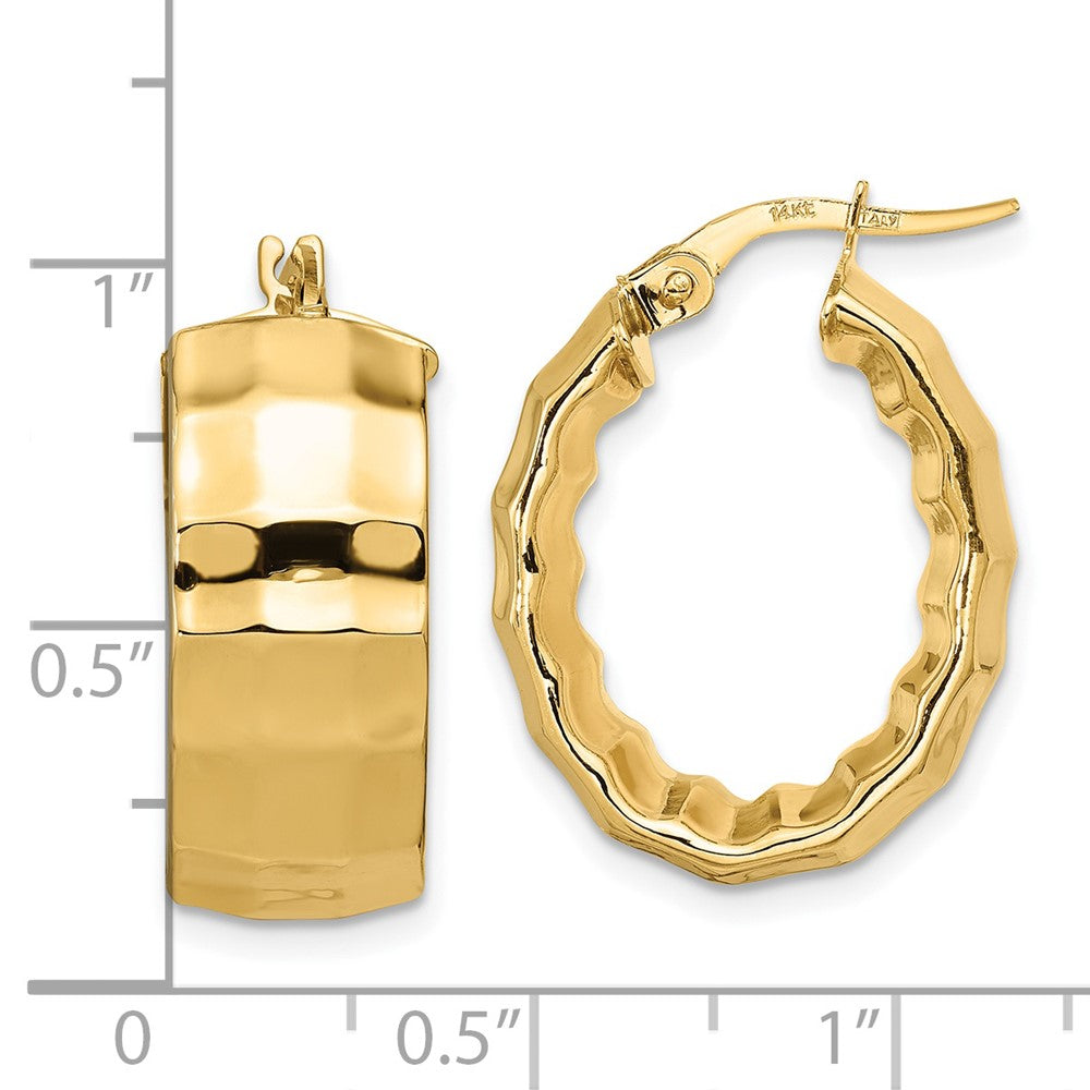 FJC Finejewelers 14 kt Yellow Gold Polished Textured Oval Hoop Earrings 23 mm x 17 mm